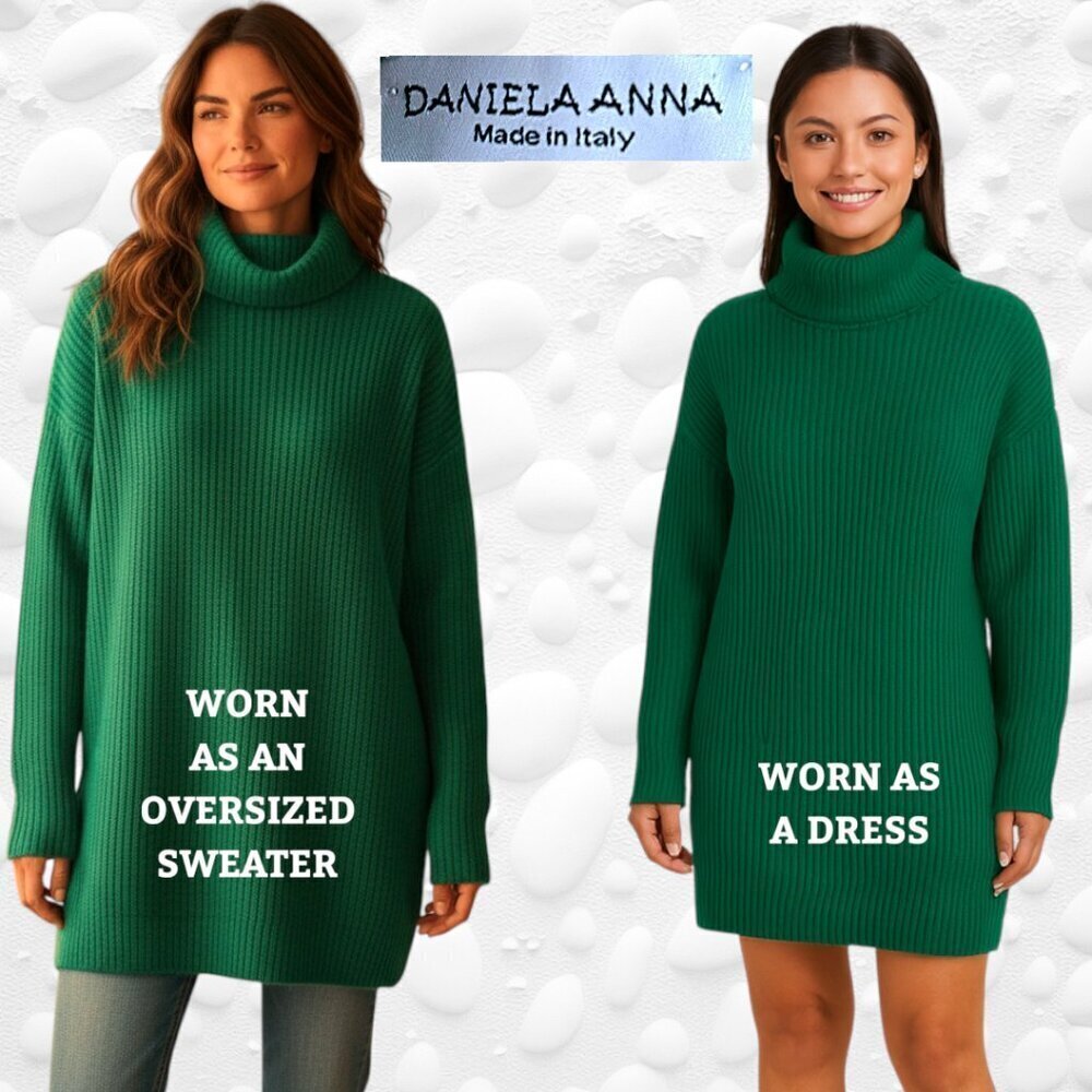 Daniela Anna Made in Italy – Emerald Green Sweater Dress (Size S)